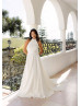 Halter Neck Ivory Satin Simple Wedding Dress